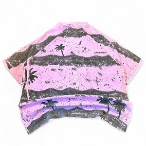 Vintage 80s Printees Jamaica T Shirt Sz XL Pink Black All Over Art Single Stitch